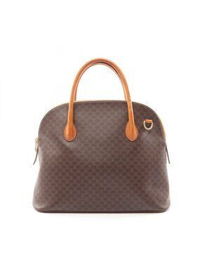 Celine Macadam Brown Canvas Leather Handbag